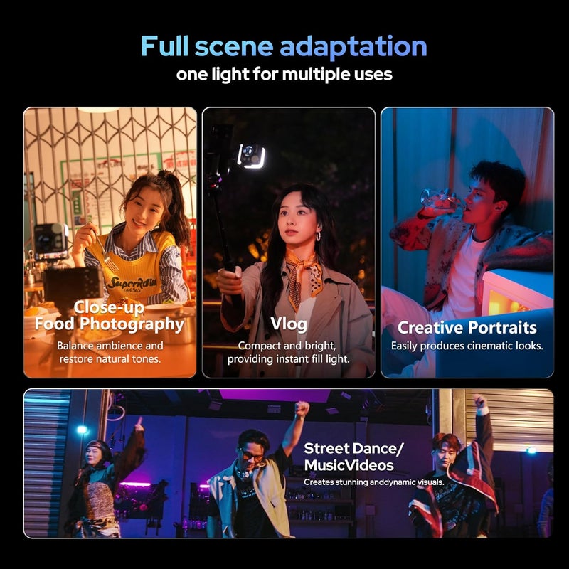 NANLITE ضوء ملء LED محمول بيكو - ألوان RGB كاملة، ملحق قابل للتثبيت للهواتف/الكاميرات للتصوير الفوتوغرافي، البث المباشر، إنشاء محتوى الفيديو (أزرق منتصف الليل) - Image 5